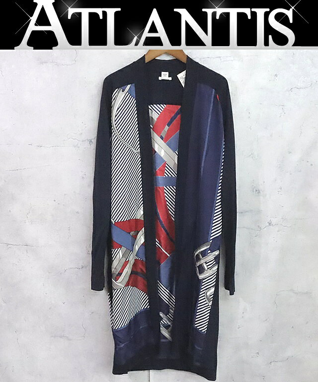 【広尾店】エルメス HERMES カーディガン ツイルレーヌ Mors a jouets シルク size34 【19496】