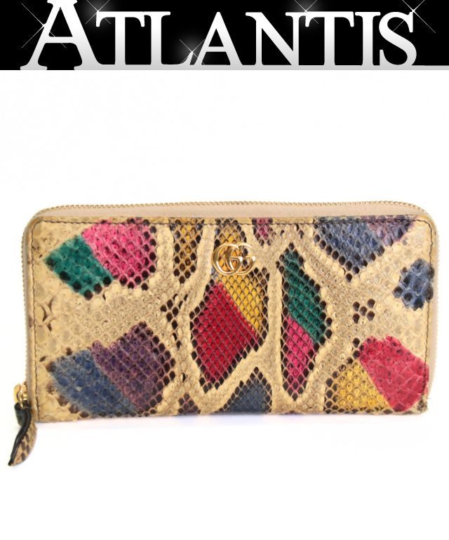【D】 GUCCI パイソン ラウンドファスナー長財布 マルチカラー 楽天市場】グッチ パイソン 財布（財布・ケース｜バッグ・小物