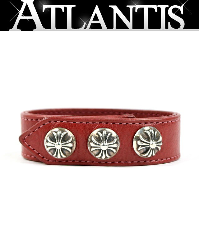 CHROME HEARTS 新宿店 クロムハーツ 3ボタン 2スナップ ブレス クロスボタン レザー シルバー SV925 赤 31769