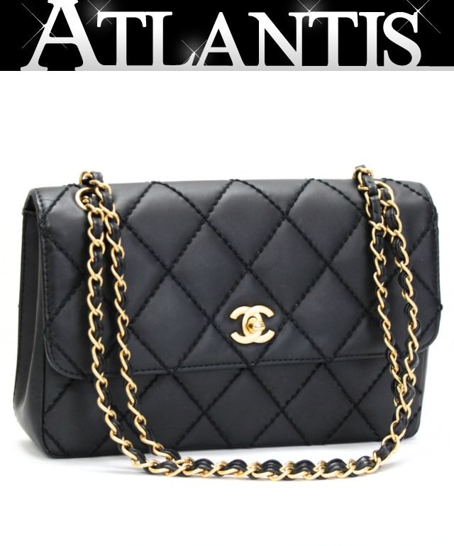 Chanel マトラッセ シャネル メイクポーチ 黒 ミニ シャネル