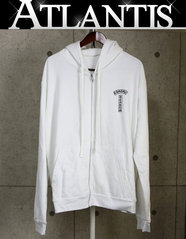 CHROME HEARTS 新宿店 新品 クロムハーツ アーチロゴ Tバー ジップパーカー メンズ size:L 白 31978