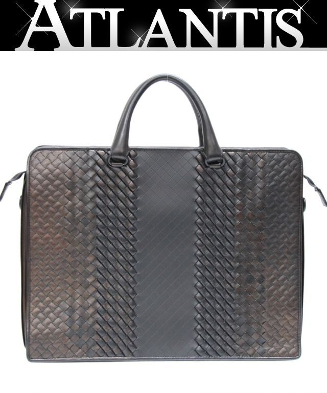 ボッテガ・ヴェネタ BOTTEGA VENETA イントレッチオミラージュ ビジネスバッグ ブリーフケース レザー 黒 【76391】