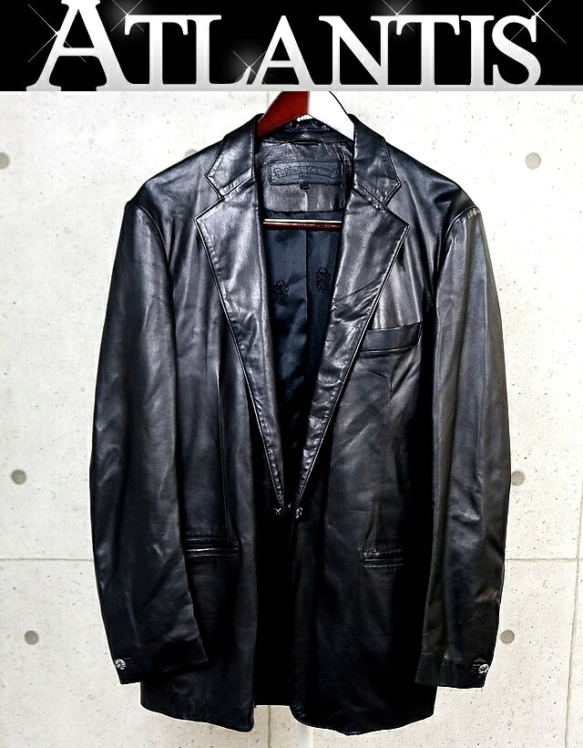 CHROME HEARTS 新宿店 クロムハーツ シングル レザー テーラード ジャケット メンズ レザー SV925 size:L 黒 32254