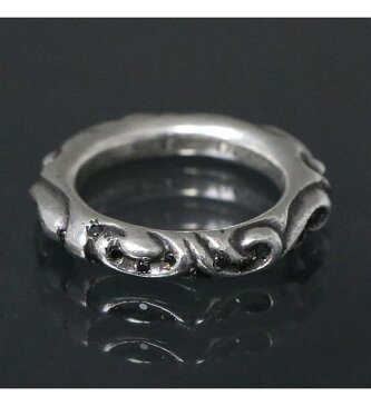 CHROME HEARTS 銀座店 クロムハーツ スクロールバンドリング アフターブラックダイヤ 指輪 シルバー SV925 約19号