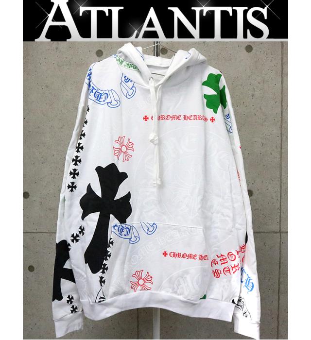 CHROME HEARTS 銀座店 クロムハーツ 新品 オンライン限定 STENCIL HOODIE パーカー メンズ sizeXXL 白/マルチカラー