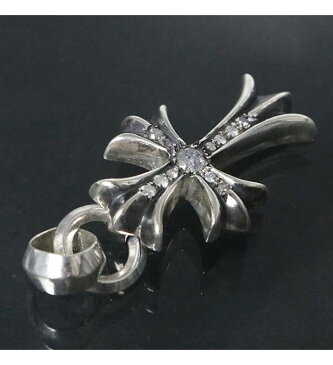 CHROME HEARTS 銀座店 クロムハーツ スモールCHクロス withベイル アフターパヴェダイヤ ネックレス トップ ペンダント チャーム シルバー SV925