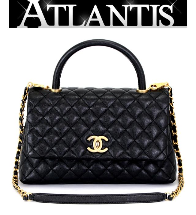美品 シャネル CHANEL ココハンドル29 トップハンドル マトラッセ 2WAYバッグ キャビアスキン 黒 G金具のサムネイル