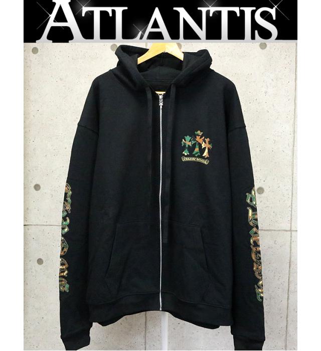 CHROME HEARTS 銀座店 クロムハーツ 新品 セメタリークロス ホースシュー カモフラージュ ダガージップ パーカー 長袖 メンズ size:XXL 黒