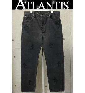 CHROME HEARTS 銀座店 美品 クロムハーツ リーバイス 501 LEVI'S デニムパンツ クロスパッチ 36インチ 黒