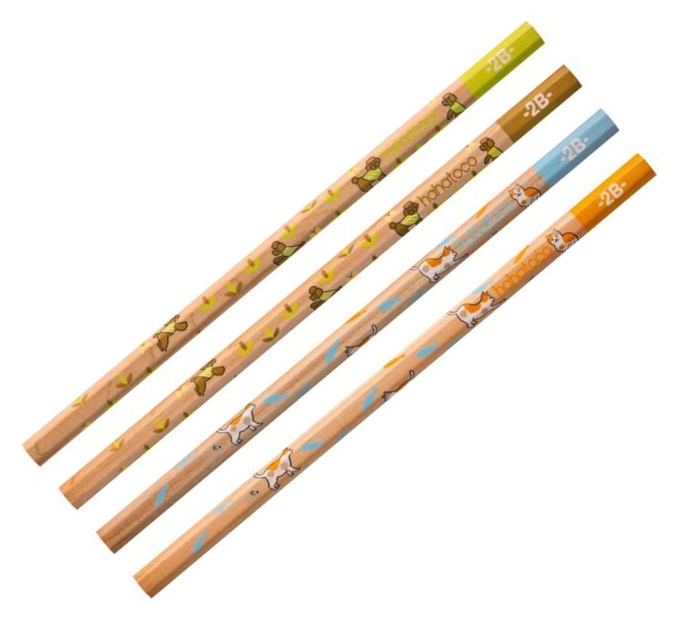 三菱鉛筆 hahatoco(ハハトコ)ナチュラル軸かきかた鉛筆(2B/4B)ドッグ柄/キャット柄の商品画像 2