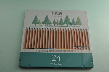名前入れ無料　S木物語 缶入り色鉛筆 24色セット トンボ鉛筆