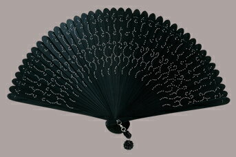 扇子☆総竹扇　総彫　黒☆