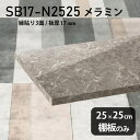 棚板のみ GS 幅25cm 奥行き25cm SB17-N2525 サイズ約幅250 奥行き250 mm厚み17mm材質メラミン樹脂化粧合板カラーグレーストーン※モニターなどの閲覧環境によって、実際の色と異なって見える場合がございます。ご希望の方にはサンプル(無料)をお送りしますのでお気軽にお問い合わせください。また、アイカ工業のメラミン化粧板でしたら、製品品番をお知らせいただければ作製が可能です。（価格はお見積り）仕様耐荷重：約10kg（均等荷重）日本製※棚板のみの商品です※縁貼りは正面と両サイドの3面となりますブランド　送料※離島は送料別途お見積もり。納期ご注文状況により納期に変動がございます。最新の納期情報はカラー選択時にご確認ください。※オーダー商品につき、ご注文のキャンセル・変更につきましてはお届け前でありましても生産手配が済んでいるためキャンセル料(商品代金の50％)を頂戴いたします。※商品到着までの日数は、地域により異なります配送について※離島は送料別途お見積もりいたしましてご連絡いたします。【ご注意ください】離島・郡部など一部配送不可地域がございます。配送不可地域の場合は、通常の配送便での玄関渡しとなります。運送業者の便の都合上、地域によってはご希望の日時指定がお受けできない場合がございます。建物の形態（エレベーターの無い3階以上など）によっては別途追加料金を頂戴する場合がございます。吊り上げ作業などが必要な場合につきましても追加料金はお客様ご負担です。サイズの確認不十分などの理由による返品・返金はお受けできません。※ご注文前に商品のサイズと、搬入経路の幅・高さ・戸口サイズなど充分にご確認願います。備考※製造上の都合や商品の改良のため、予告なく仕様変更する場合がございますので予めご了承ください。atomDIYオリジナル商品を全部見る