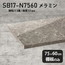 棚板 メラミン樹脂化粧合板 棚板のみ 幅75cm 奥行き60cm おしゃれ グレー 高級感 シンプル DIY 板厚17mm クローゼット棚 ラグジュアリー 木製 壁面棚 天板にも インテリア 日本製 北欧 SB17-N7560 GS ★