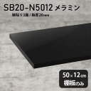 棚板 メラミン樹脂化粧合板 棚板のみ 幅50cm 奥行き12cm おしゃれ 高級感 シンプル DIY 棚 スリム 板厚20mm クローゼット棚 ラグジュアリー 木製 壁面棚 プレミアム 天板にも インテリア 日本製 北欧 SB20-N5012 black ★