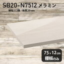 棚板 メラミン樹脂化粧合板 棚板のみ 幅75cm 奥行き12cm おしゃれ 高級感 シンプル DIY 板厚20mm クローゼット棚 ラグジュアリー 鏡面 ホワイト 木製 壁面棚 プレミアム 天板にも インテリア 日本製 北欧 SB20-N7512 WW ★