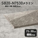 棚板 メラミン樹脂化粧合板 棚板のみ 幅75cm 奥行き30cm 大理石風 おしゃれ 高級感 DIY 板厚20mm クローゼット棚 ラグジュアリー 木製 壁面棚 プレミアム 天板にも インテリア 日本製 北欧 SB20-N7530 GS ★(3)