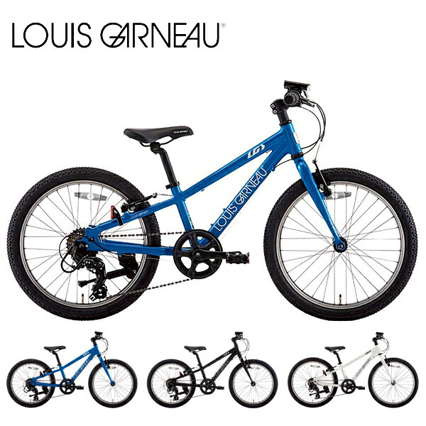 【商品説明】 LOUIS GARNEAU ルイガノ J20-R 20インチ ジュニアマウンテンバイク お子様のアクティブな冒険心を育てる、ジュニアマウンテンバイク。 スポーティなアルミフレームに、ルイガノらしいおしゃれなカラーリングを組み合わせたジュニアマウンテンバイクです。 ボリュームのあるブロックタイヤを装備し、安定感のある力強い走りを実現。街乗りはもちろん、 ちょっとした未舗装路などでも安心して楽しむことができます。 お子様が安心して自転車の楽しさを学べるよう、フロントギアにはチェーン外れなどのトラブルに配慮した シングルギア＆ダブルガード仕様を採用。変速操作には、握って回すだけで操作できるグリップシフトを装備し、 初めて変速機付き自転車に乗るお子様にも扱いやすい設計です。 軽量なアルミフレームと足つきの良い低床設計、シンプルなリジットフォークにより、取り扱いやすさにも配慮。 さらに、サイドスタンド・LEDライトを標準装備し、BAAにも対応しています。 購入したその日からすぐに乗り始められる、通学前の普段使いから休日の冒険まで幅広く活躍する1台です。 主な特徴 20インチジュニアマウンテンバイク 適応身長目安：110cm〜 軽量なアルミフレーム 安定感のある20×1.95ブロックタイヤ SHIMANO TOURNEY 6段変速 初めてでも操作しやすいグリップシフト チェーン外れに配慮したシングルギア＆ダブルガード TEKTRO Vブレーキ サイドスタンド標準装備 CATEYE URBAN2 LEDライト標準装備 BAA対応 【仕様】 MODEL NAME J20-R BAA BAA COLOR LG PEARL WHITE / MATTE LG BLACK / SKY BLUE SIZE(C-T)/適応身長(cm) 240mm（110cm〜） WEIGHT(サイズ) 10.4kg（240mm） MAIN COMPONENTS SHIMANO TOURNEY（6 SPEED） FRAME MATERIAL ALUMINUM FRONT FORK STEEL HEAD SET 1-1/8" STEEL THREADLESS HANDLE BAR ALLOY STEM ALLOY A-HEAD ANGLE 15DEGREE EXT 60mm CRANK SET(LENGTH) ALLOY 36T（127mm） B/B(B/BWIDTH) CARTRIDGE 122.5mm（68mm） PEDAL PP BODY FRONT DERAILLEUR NIL REAR DERAILLEUR SHIMANO RD-TY300 TOURNEY SHIFTER SHIMANO SL-RV200 BRAKE TEKTRO ALLOY V-BRAKE BRAKE LEVER TEKTRO ALLOY FREE WHEEL SHIMANO MF-TZ500-6 14-28T 6SPD CHAIN KMC 96LINKS SADDLE LG SPORTS SEAT POST ALLOY 27.2mm（230mm） HUB F: ALLOY NUT 32H / R: ALLOY NUT 32H SPOKE STAINLESS RIMS ALLOY 32H TIRE KENDA K1177 20×1.95 E/V OTHER ベル、サイドスタンド、リフレクター、LEDライト（CATEYE URBAN2 ※電池は別売） 【掲載情報】 当ショップは実店舗とメーカー在庫を共有しております。 掲載商品は、一部を除きお客様からのご注文を頂いた後でのお取り寄せとなっております。 ショッピングでの記載商品は確実に、在庫がある事をお約束するものではありませんのでご了承くださいませ。