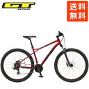 【商品説明】 2022 GT マウンテンバイク AGGRESSOR SPORT 27.5 （アグレッサー スポーツ） MTB マウンテンバイク オフロードに対応する堅牢さと快適さ。 街に映えるハードテイルMTB アグレッサーは自転車におけるSUVだ。優れたハンドリング、堅牢な構造、快適な乗り心地。 それらを全て手に入れることは不可能ではない。「フローティングステー・トリプルトライアングル」を手に入れて リニューアルしたフレームなら、急に現れたダートにも臆することはないだろう。 林道を走り、キャンプに出かけたり、あるいは友達と街をサイクリングしたり、アグレッサーは全てに対応するMTBだ。 6061-T1アルミフレーム MTBのトップブランド、GTのフレームはとにかく頑丈だ。ラフな路面に負けるような素材や加工ではない。 さらに負荷のかかる部分は太く・厚く、負荷の小さな部分は薄く・軽く作る設計で、軽さと強さを両立させている。 トップチューブは大きなスローピングと軽いカーブのおかげで、街中でもトレイルでも足つきが良く、フレンドリーな乗り心地を実現した。 AGGRESSOR SPORT（アグレッサー　スポーツ） 【仕様】 サイズ 27.5 XS(38)、S(42)、M(46)、L(50) 重量 14.88Kg(Mサイズ） フレーム GT 6061 T6 アルミニウム、Triple Triangle フローティングシートステー、鍛造 ドロップアウト、ゼロスタック 1 1/8″ ヘッド フォーク SR SUNTOUR M3030、75mmトラベル、コイル ヘッドセット セミインテグレーテッド、シールド カートリッジ ステム GT All Terra 6061 アルミニウム、31.8mm、8°　90mm（S、Mサイズ） ハンドルバー GT All Terra アルミニウム ライザー、25mm ライズ、8°スウィープ、6°ライズ、720mm 幅 シフター Shimano Tourney、ST-EF41-7R、3×7スピード フロントディレーラー Shimano Tourney、31.8クランプ リアディレーラー Shimano Tourney クランク Prowheel、アルミニウム、42/34/24T　170mm（S）175mm（M） BB カートリッジ、スクエアテーパー、73mm チェーン KMC Z7, 7-speed スプロケット Shimano CS-HG200-7、12-14-16-18-21-26-32T、カセットスプロケット、7スピード ブレーキレバー Shimano Tourney、ST-EF41-7 ブレーキ 機械式ディスク、160mm ローター サドル GT MTB シートポスト GT All Terra、2ボルト、アルミニウム、27.2mm リム/ホイール GT All Terra j20s 、32H、アメリカンバルブ ハブ アルミニウム、QR、カセット式フリー タイヤ KENDA、27.5×2.1” アクセサリー GT Slim Line フラットペダル 【掲載情報】 当ショップは実店舗とメーカー在庫を共有しております。 掲載商品は、一部を除きお客様からのご注文を頂いた後でのお取り寄せとなっております。 ショッピングでの記載商品は確実に、在庫がある事をお約束するものではありませんのでご了承くださいませ。