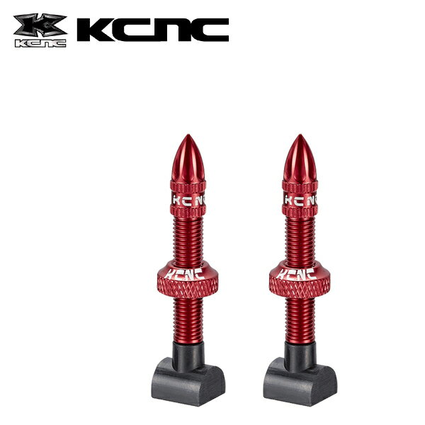KCNC アルミ チューブレス バルブ 761065 50mm レッド AL7075/ラバー アルミ バルブキャップ 付き