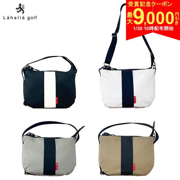 この商品の特徴即日出荷ブラックホワイトライトグレーベージュDETAILネオラウンドバッグシステムLong→Short1 ショルダーベルトをバッグから外す。2 両サイドのベルトループに通す。3 ショルダーベルトの両端の金具をつなぐ。4 金具をベルトループに収納する。スタイリッシュで迫力のあるBig zipperは通常サイズの約3倍の大きさ、主に自衛隊の戦車等のカバーに使われている特殊・強固な15Vを使用しています。バッグで使われるのはめずらしく、人とかぶらないおしゃれを目指すゴルファーには特におすすめのバッグです。環境に配慮したうえに、傷に強く撥水性の高いeco特殊強化ポリウレタンを使用撥水性の高い素材なので、汗をかいたり雨の日でも安心して使えます。背面にはスコアカードやスマホが入るファスナーポケット。ファスナーを開けるとレッドの裏地が見えるのもポイント。内装の素材は通気・クッション・抗菌防臭に優れたダブルラッセルを使用しています。スペック素材eco特殊強化ポリウレタン付属：牛革裏地：ナイロンポケット外装 ファスナーポケット：1カラーブラック,ホワイト,ライトグレー,ベージュ原産国日本※製品により、多少の色のバラつきがございます。また、できる限り実物の色に近付くように撮影・画像加工しておりますが、お客様がご使用のモニター設定や閲覧環境により、色の見え方が異なる場合がございます。※生産上の都合により、予告なく仕様変更する場合がございます。発売日：2025年6月Lahella ショルダーバック ラウンドポーチ イルマヤテラス
