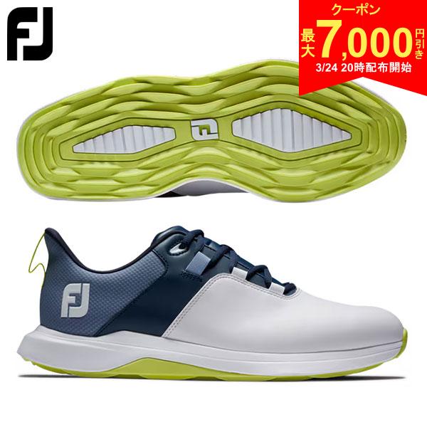 【24日20時開始!最大7,000円引きクーポン！】フットジョイ 56920 プロライト レース スパイクレス ゴルフシューズ ホワイト×ネイビー