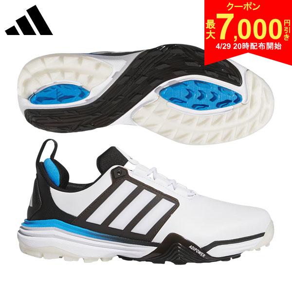 【29日20時開始!最大7,000円引きクーポン！】アディダス アディパワー 26 ワイド ゴルフ OPJ09 スパイクレス ゴルフシューズ クラウドホワイト×コアブラック×ブルー(JQ6815)
