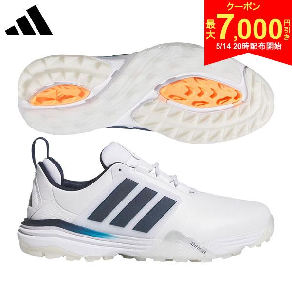 ADIDAS - 【14日20時開始!最大7,000円引きクーポン！】アディダス アディパワー 26 ワイド ゴルフ OPJ09 スパイクレス ゴルフシューズ クラウドホワイト×ネイビー×オレンジ(JQ6816)