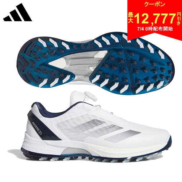 [Starting at 00:00 on the 4th! Up to ¥12,777 off coupon!] Adidas Adizero ZG LO Boa Spikeless Golf Shoes OMX77 Cloud White x Night Indigo x Silver Metallic (JS1767)