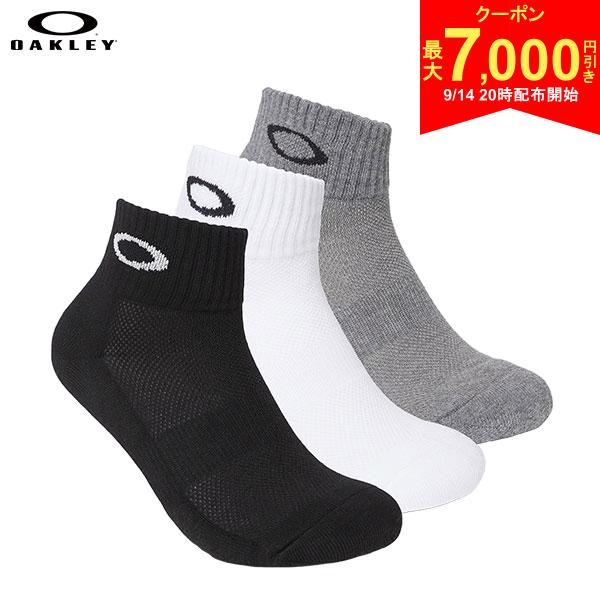この商品の特徴即日出荷商品詳細3足セットのベーシックソックス。足のバネとしての機能を果たす土踏まずアーチの形状を保持し、運動中のパフォーマンスをサポート。メッシュ状の編み込みで通気性を持たせることで、足の蒸れを軽減。補強されたつま先、かかと部分。特徴Hydrolix吸湿性、発散性、速乾性に優れ、涼しくドライで快適な状態を保ちます。オークリー独自のO Hydrolixモイスチャーマネジメントシステムが、パフォーマンスをサポートします。スペック型番93238JP素材ポリエステル61%,コットン28%,ポリウレタン11%サイズ(cm)25-27,27-29カラーEco(958)＊商品ページをご覧頂いた際にパソコン・モバイル端末のディスプレイ環境によって、商品の色味が実物とは異なって見える場合がございますので、予めご了承下さい。OAKLEY 3P SOCK
