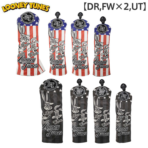 ルーニーテューンズ ゴルフ DR用×1,FW用×2,UT用×1 LTHC901 4点セット ヘッドカバーセット トリコロール,ブラック LOONEY TUNES