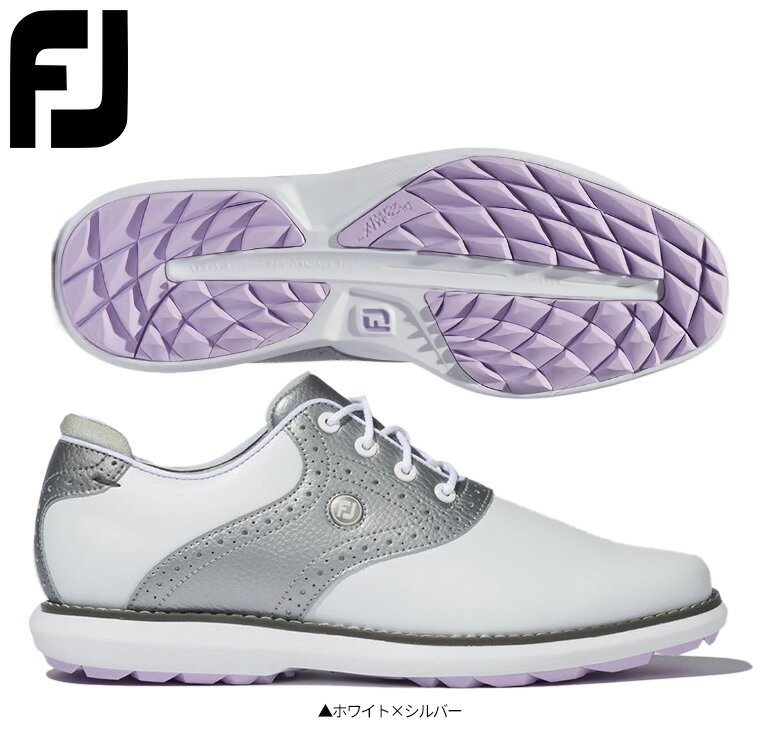 【4日20時開始!最大7,000円引きクーポン！】【レディース/送料無料】フットジョイ トラディションズ 97897 スパイクレス ゴルフシューズ ホワイト×シルバー