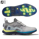 フットジョイ ゴルフ 51077 ハイパーフレックス カーボン ボア ソフトスパイク ゴルフシューズ ライトグレー×ブルー FOOTJOY BOA