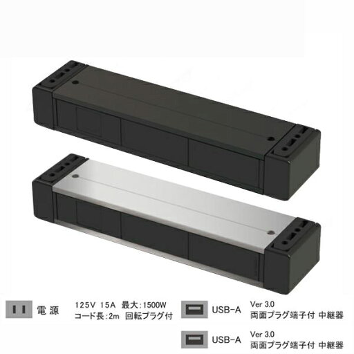 カセット式コンセント 3口タイプ(規格:電源・USB-A・USB-A)(机下固定・延長コード・RoHS2対応品) カセット式コンセント 3口タイプ(規格:電源・USB-A・USB-A)(机下固定・延長コード・RoHS2対応品)
