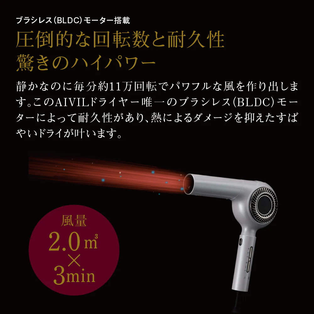 アイビル ブラシレスモーター ドライヤー （BD-23D08）ヘアードライヤー ヘアドライヤー マイナスイオン 大風量 ハイパワー 速乾 ドライ 軽量 プロ用 業務用 美容室 理容室 床屋 バーバー サロン 理美容専門学校 美容専売 サロン専売 トリコインダストリーズ