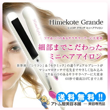 【送料無料!】ヒメコテ グランデ ミニヘアアイロン 海外対応【ヘアアイロン デュアルプレート セラミックコーティングプレート 熱遮断グリップ コテ 2WAY ストレート カール ウェーブ 旅行 コンパクト プロ仕様 Himekote】