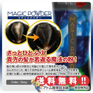 【送料無料!】マジックパウダー 50g グレー【薄毛隠し 薄毛カバー 薄毛対策 白髪隠し 白髪カバー 瞬間増毛 増毛 男女兼用 円形脱毛 クラウン MAGIC POWDER スーパーミリオンヘアーをお使いの方に!】