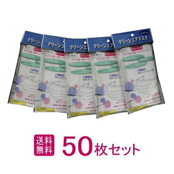 即納！16時までご注文で当日出荷【在庫あり】【送料無料】【10枚個包装で衛生的！】使い捨てマスク 大人用 3層 50枚 ウィルス対策に 不織布　日時指定不可 海外発送不可