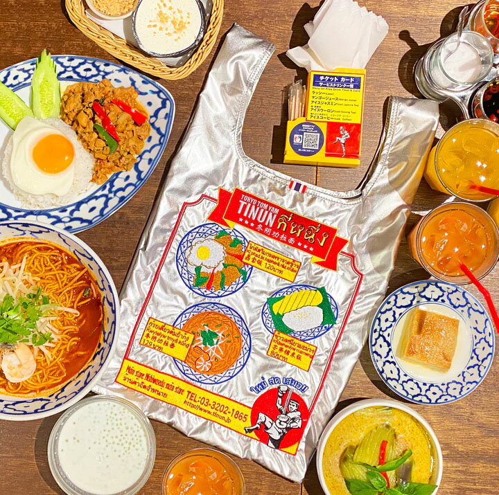 THAILAND ティーヌン トートバッグ シルバー 刺繍 バッグ オシャレ 可愛い myuua 買い物バッグ シルバーバッグ タイ料理 手提げバッグ 3