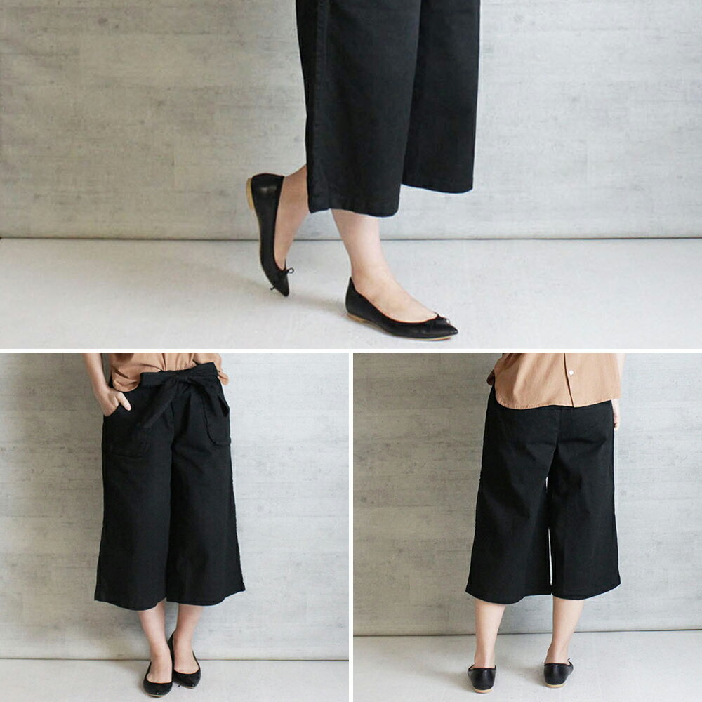 【30％クーポン利用で2772円】リボンガウチョツイルパンツ ゆったり リラックス 美脚 チノパンツ ビッグシルエット カーキ ベージュ ブラック M L XL XXL LL 3L 4L レディース 春 夏 秋 冬