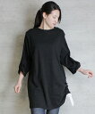 【1日限定☆半額☆クーポン利用で】袖口ツイストチュニック レディース 大きいサイズ M L LL 3L 4L5L 黒 白 ベージュ ピンクベージュ レビュー特典...