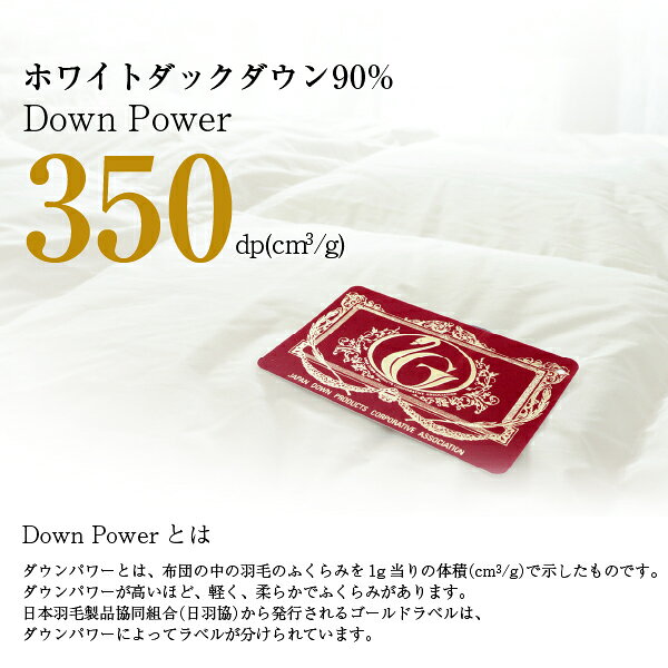 【ポイント5倍】 羽毛布団 シングル ロング ホワイトダックダウン90% 1.1kg 150×210cm 綿100% 立体キルト 日本製 エクセルゴールド