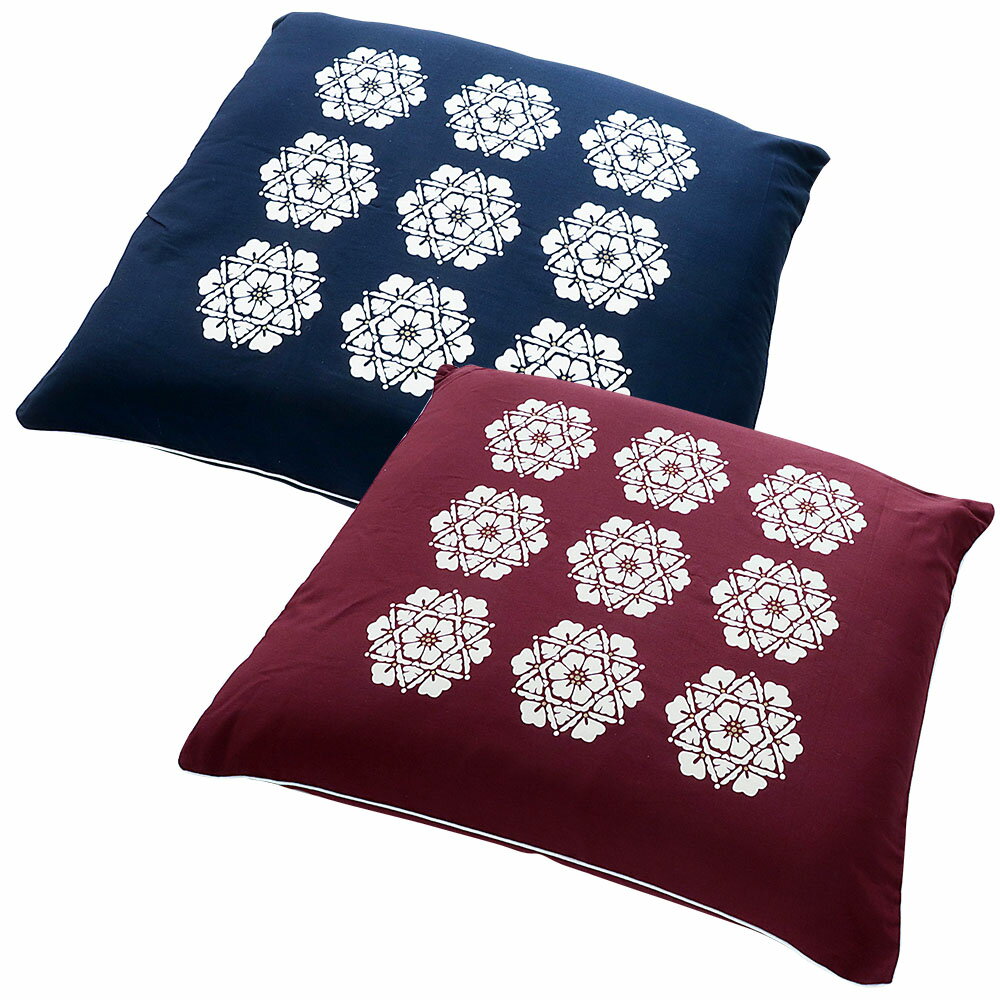 【ポイント10倍】 座布団カバー クッションカバー 銘仙判 約55×59cm 綿100% プリント 和柄 和風