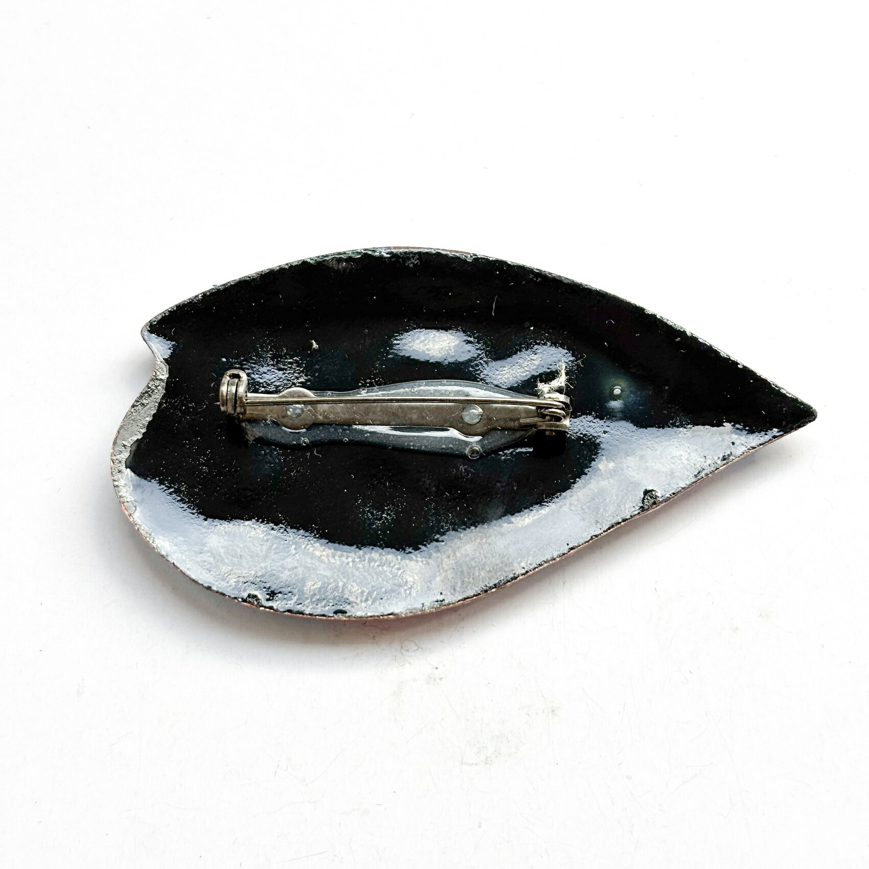 創作七宝焼 七宝焼き 七宝焼 アクセサリー ブローチ 工芸品 木の葉型 大きいサイズ...