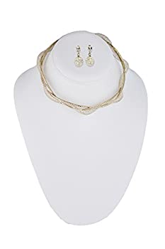 楽天アトリエ絵利奈【中古】【輸入品・未使用】Jamierocks LLC ベースメタルクリスタルラインストーンセット シルバー/ゴールドベース ツイストメタルネックレス 同じスタイルのイヤリング付き