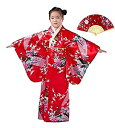 【中古】【輸入品・未使用】CRB 女性 女の子向け着物 日本 アジア トップドレスローブ サッシュベルト 扇子のセット Height 120cm レッド