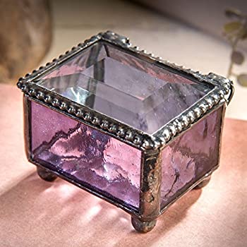 【中古】【輸入品 未使用】J Devlin Box 325-2 Mini Jewellery Keepsake Box Purple Stained Glass Gift for Her Ring Bearer Box Wedding Engagement Gift Trinket Box
