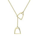 【中古】【輸入品・未使用】FANZE レディース 14K ゴールドメッキ ダブルホース ストラロップラリアットネックレス Yスタイルペンダントネックレス チェー...