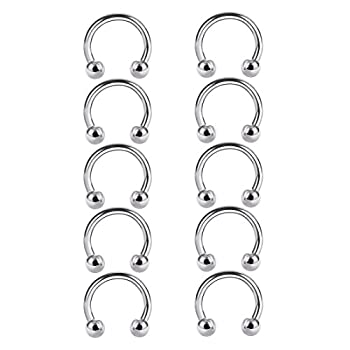 【中古】【輸入品・未使用】cottvott 10pcs 14?g 16?gステンレススチールHorseshoeフープリング鼻耳眉鼻ピアス6???14?mm