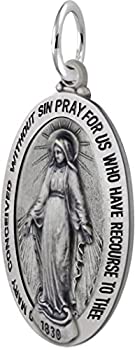 【中古】【輸入品・未使用】新しい0.925スターリングシルバー0.8?" Oval Miraculousバージンメアリーアンティーク仕上げペンダント